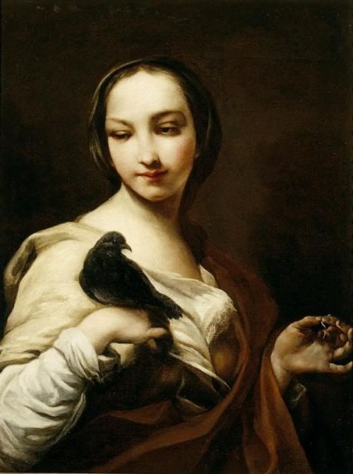 Woman with a dove, Giuseppe Maria Crespi. Italian (1665 - 1747)