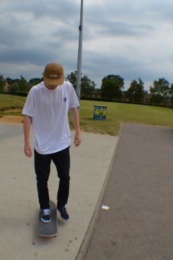 fruitshopskateboarding:  Blurred image of Kieran taking the first push of the day. Photograph by Alex. 