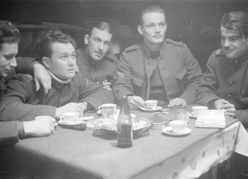 Danish volunteers having a meal together.
