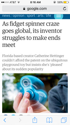 captainkirk94:  https://www.theguardian.com/lifeandstyle/2017/may/03/fidget-spinner-inventor-patent-catherine-hettinger