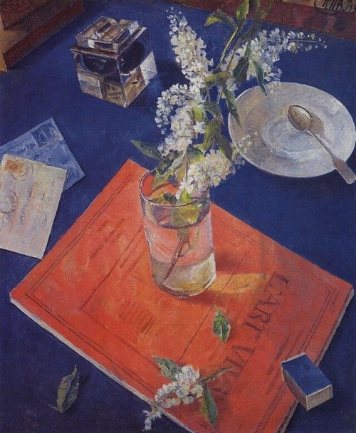 lavenusbleue:Bird cherry in a glass Kuzma Petrov-Vodkin, 1932