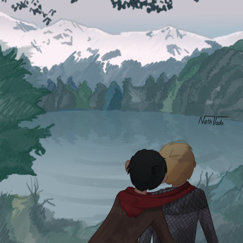 nathvods:more merlin fanart cause i’ve become a major sucker for merthurTHEY’RE SHARING THE NE