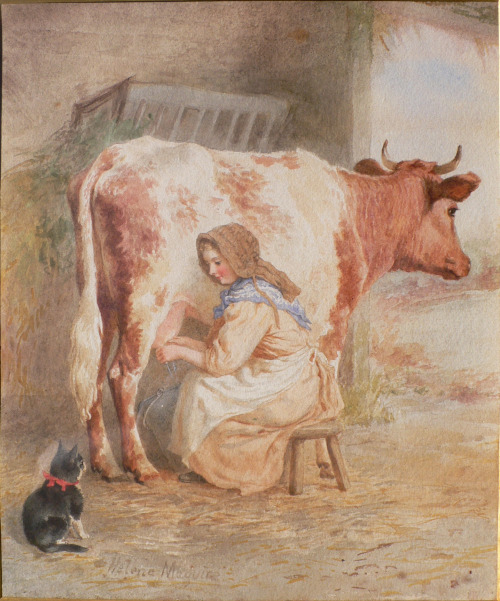 Original Watercolor by Helena Maguire (British, 1860-1909).,In this original watercolor, signed by t
