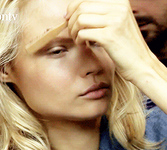 dianevonthirstenberg:  wombat:  magdalena frackowiak backstage balmain s/s 2013  that jaw clench at the end is my new meaning to life 