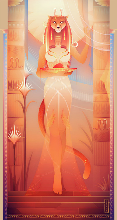 Oracle card game available on March 2020 / Drawn by me on Adobe Ilustrator. Part VMaahes, Satet and 