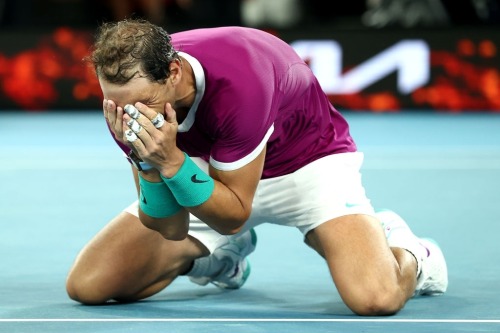 amelmajrii: Rafael Nadal of Spain celebrates match point in his Men’s Singles Final match against Da