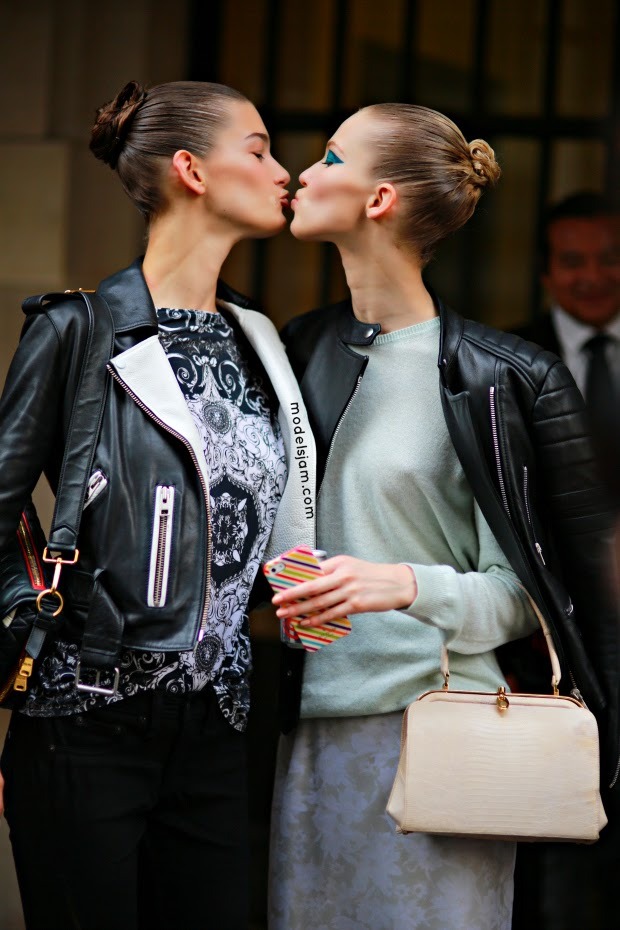 runwayandbeauty:  Ophelie Guillermand and Sasha Luss after Versace Couture Show,