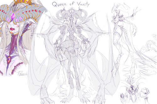 sketch of my new oc, the demon queen of the lesser circle of Vanity (haven&rsquo;t thought of a 