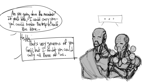 heronfoot:  My fave roboys–I like to think there was this interval where Genji was feeling like an actual person again but hadn’t quite adopted the ascetic lifestyle, and so he just ran around screaming about how incredible it is to be alive, doing