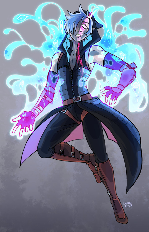 spacerocketbunny:Did an OC fusion with The Ghost from Ghost Junk Sickness and Felix from Wychwood   