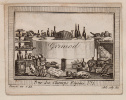 desimonewayland: Visiting Card of Alexandre-Balthazar-Laurent Grimod De La Reynière, Restaurant Critic, printer 1812, Paris, France Collection of Waddesdon Manor 