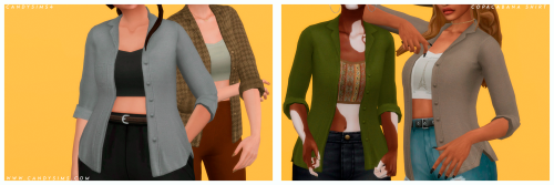 candysims4:candysims4: COPACABANA SHIRT  A denim shirt with a cropped tank top. Comes with solid col