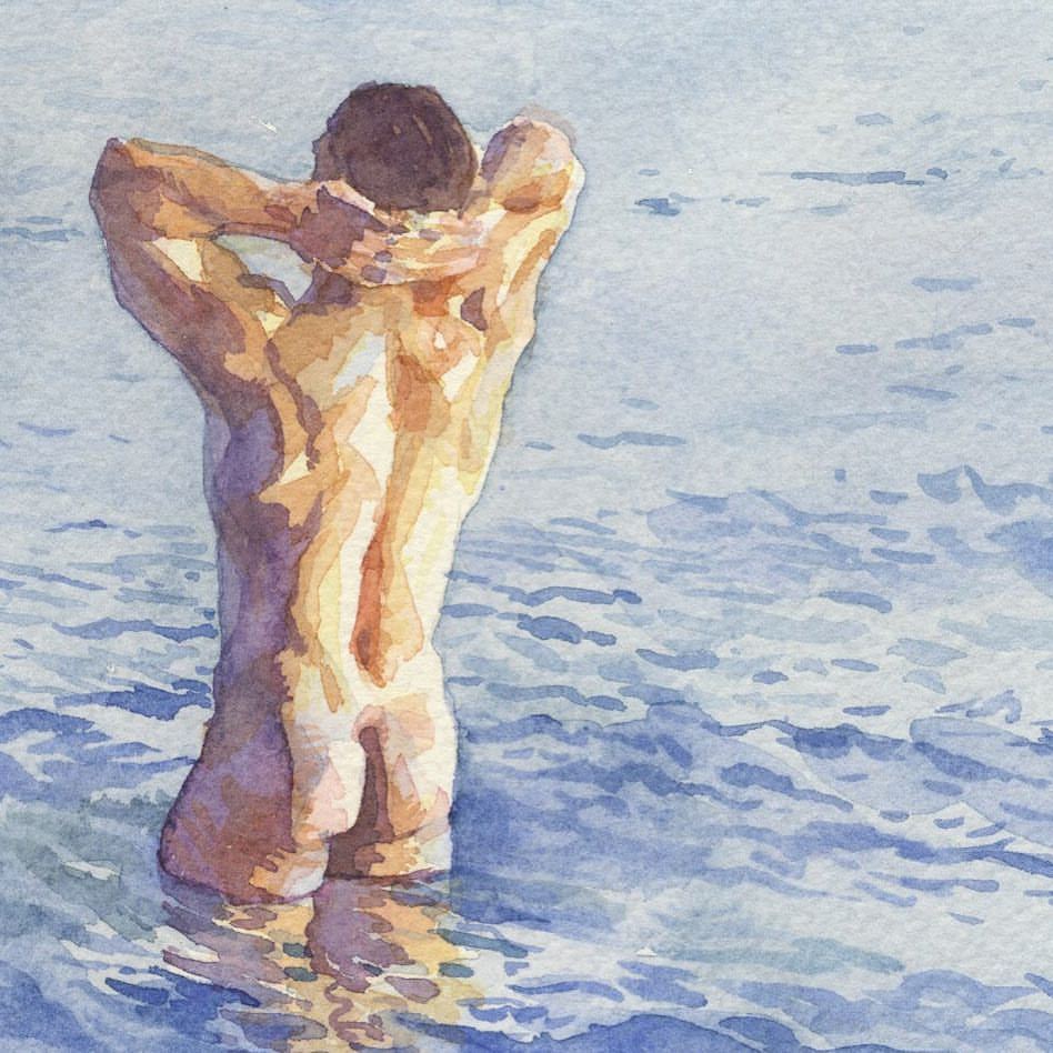 gabrielzebub:  “Surf Stretch” - 5x7” original watercolor on paper.  .www.gabrielgarbowart.com