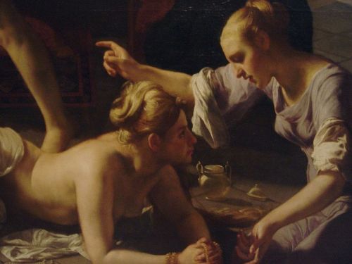 uno-sole-minor:Guido CagnacciMartha Rebuking Mary for Her Vanity (detail)
