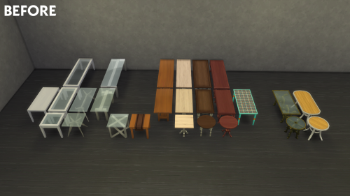 Dining Tables Plus - CC Addon for Base GameIt always bugged me a little how dining tables in The Sim