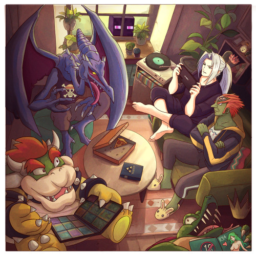 Smash Bros Villains having a cozy time 