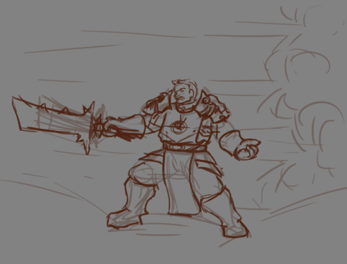 Another set of WIPs for another commission, of the client’s Arms Warrior at Sulfuron Spire! I’ll for