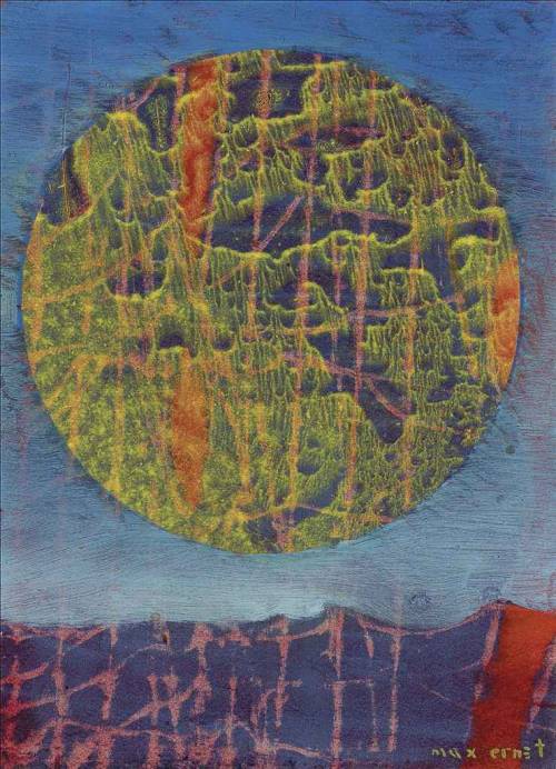 magictransistor: Max Ernst, Le soleil sur terre (oil on paper), 1960.