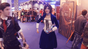 ver1sa:  Some gifs ^^ Me as Elizabeth  and QQ as Booker  Game: Bioshock Infinite