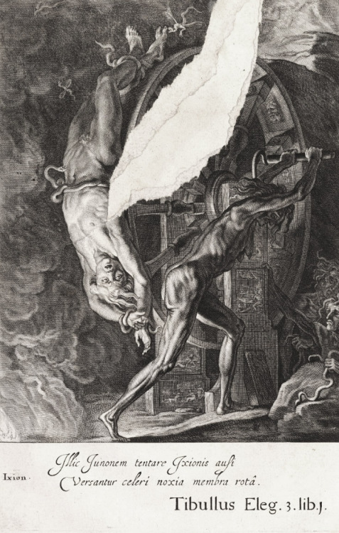 abystle:  Ixion, Cornelis Bloemaert, after Abraham van Diepenbeeck, ca. 1638. One from a series of fifty-eight illustrations to Marolles’ “Tableaux du Temple des Muses“ (Paris, 1655). 