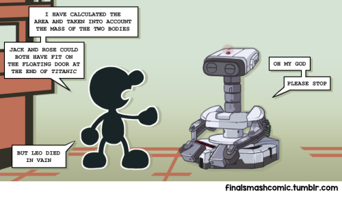 finalsmashcomic:Lost in TranslationPoor R.O.B… Mr Game & Watch must be a candidate for the most 