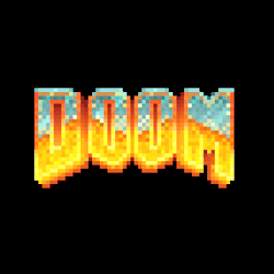 alexlikesdesign:  I cannot overstate how much time I spent looking at the DOOM logo as a kid. Breaking it down into such a low-res aesthetic was a fun challenge.By Alex Griendling / Blog / Twitter