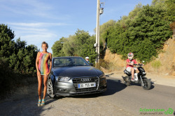 questionsandacts:  Do a daytime photo shoot by a car (on the side of the road) wearing basically a see through dress, you are not done until the photographer says so.