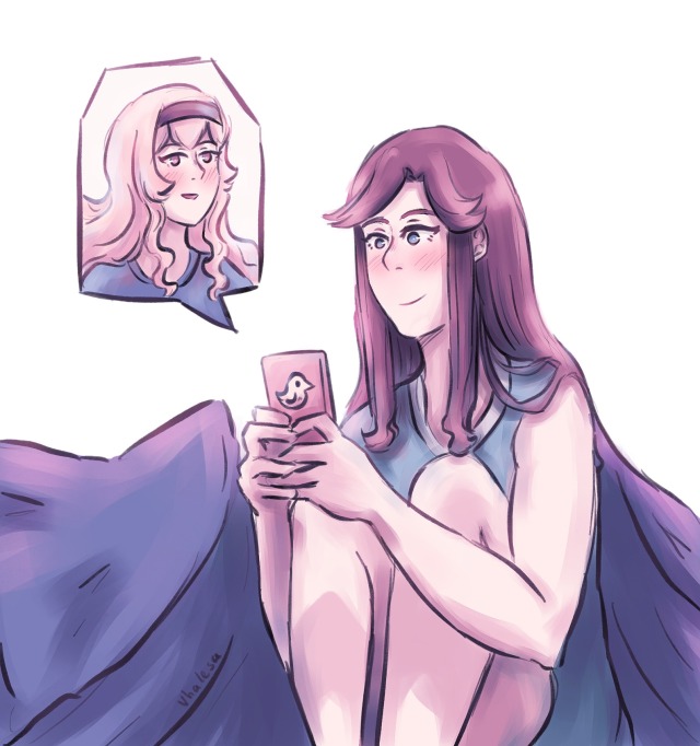 Maya sits in her bed, smile on her face, having a video call with Claudine.