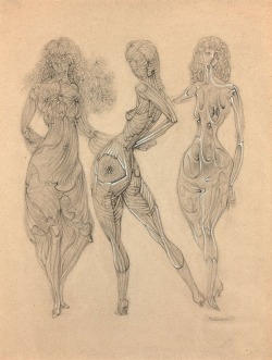 ochyming:
“  Hans Bellmer  1902-1975
The Three Graces
Pencil and gouacheon paper
”