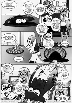 searching-for-bananaflies:  Splatoon : Heroes of Inkopolis Comic - Pages 9-12 Comic Archive The mysterious voice belongs to no other than Cap’n Cuttlefish! Blue and Orange follow him and find out why the great zapfish is missing! We get a lot of story