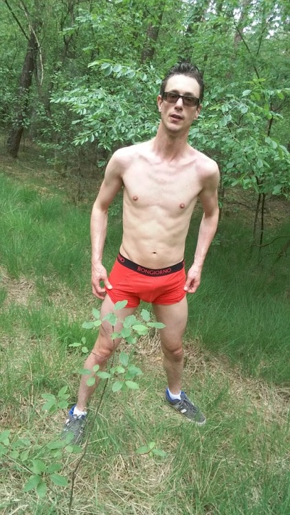 justaname78: Getting naked in the forest. Uit de kleren in het bos.
