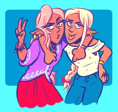 starlightshore: it’s the twins!! [image description: a drawing of Taako and Lup, thin elven tw