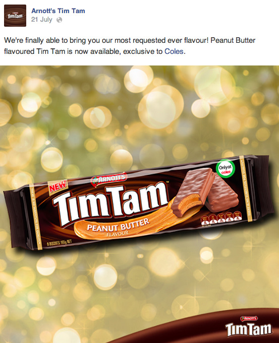 buzzfeed:  PEANUT BUTTER TIM TAMS NOW EXIST. WHAT A TIME TO BE ALIVE. 
