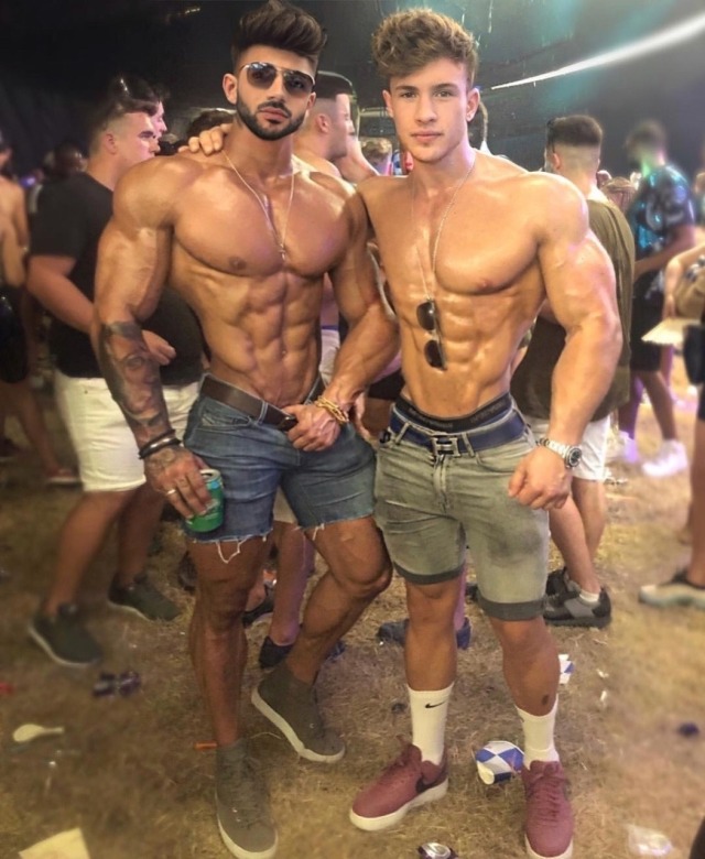 theadonisreview:The two most juiced alpha bros at the festival were on the prowl for their next cum dump. Their balls still full to the brim with potent sperm, despite having already filled a half dozen guys with a gallon of spunk each. Bodies glistening