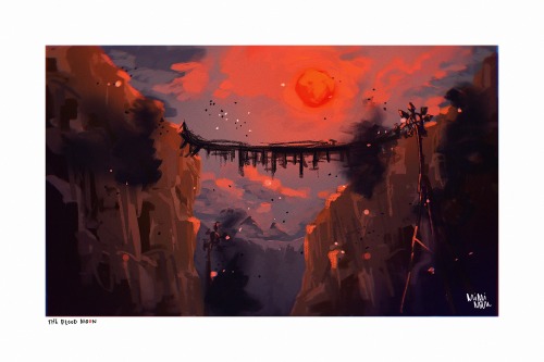 mimimaru-art:The Blood Moon Over Tabantha Bridge (Reference photo by @maldrea-shoots-stuff!) 