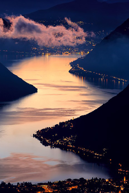 earthyday:  Ceresius Lacus sunset  by Vittorio Vaninetti