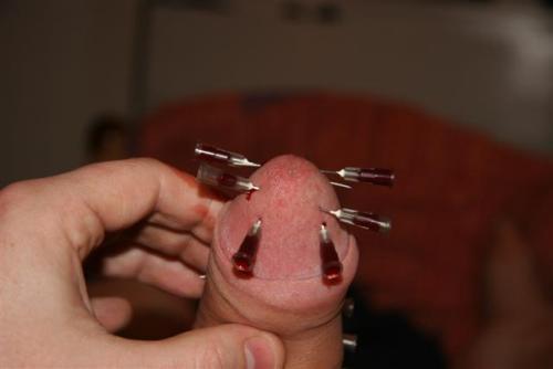 ballsforbreaking:  A couple of needle play pics…. yes, these do hurt…  