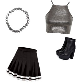 cyberrshawtyy:  ?? van myungbambi met Miss Selfridge Miss Selfridge top, ฯ / Striped skirt / Boohoo high heel shoes / Impulse woven necklace, Ŭ.71  