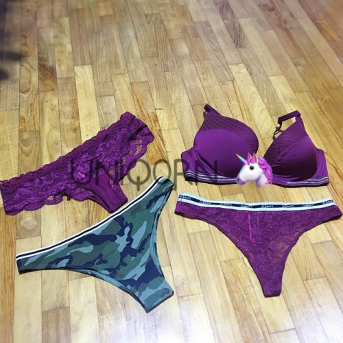 uniq0rn: 3 used intimates up for grabs! Panties:  La Senza Red Lace, seen here La Senza Green Camo, 