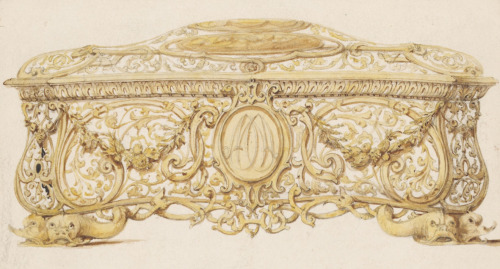 Charlotte Isabella Newman, the drawing of the gold casket is from an album of 1,593 designs, produce