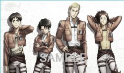   ►    ►    ►  Eren, Levi, Erwin, and Hanji DVD storage sleeve case(Purchase bonus for both volumes of SnK Season 2 BD/DVD at TSUTAYA)  More SnK Merchandise || General SnK News &amp; Updates  