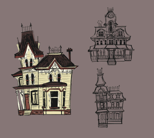 I rarely ever draw any environmental stuff so here is some studies of victorian houses! 