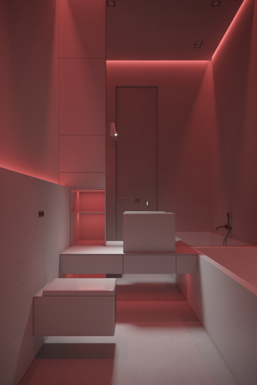 Minimalist Interior With Red Accent Decor (Includes Floor...