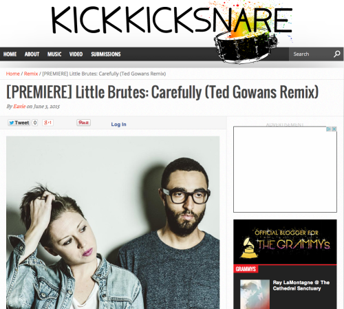 PREMIERE: Ted Gowans’ (longtime member of Tegan and Sara) remix of Little Brutes’ song “Carefully. Thanks to Kick Kick Snare for the premiere!
CLICK ON PICTURE FOR LINK.