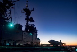 retrowar:USS Bonhomme Richard transits the Coral Sea at sunrise