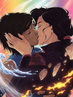 bryankonietzko: nickanimation:  We’re proud to celebrate one of our favorite LGBTQ couples this Pride Month, Korrasami!  Art by Irene Koh (aka @prom-knight), the talented artist behind the Legend of Korra graphic novel. Korra and Asami made their