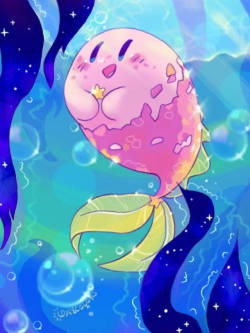 day-colors:A kirby mermaid, or kirbmaid–