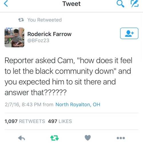 badangelness:  chyna-ros3:  theglamoroussoul:  exactly! 🤔😒  The hell kinda question is that?!?  Nigga he got sacked by niggas. Black folk on both sides but he really thought that all of a sudden Cam the only one and he is entirely responsible to