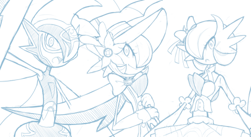 yuki-menoko:  I’ve been busy as of recent so I haven’t had any time to work on this, but with that outta the way, I can finish up the last cosplay B) Edit: Here’s the one with Gallade Libre B) 