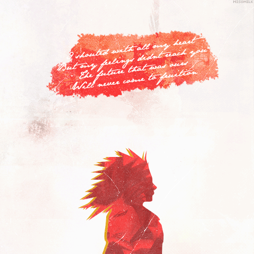 misomilk:   I shouted with all my heartBut my FEELINGS didn’t reach youThe future that was oursWill never come to fruition   Like a scar left by an unforgettable dreamFind in that important promiseEMOTIONS that once disappeared  Lyrics: ‘Koe’ by